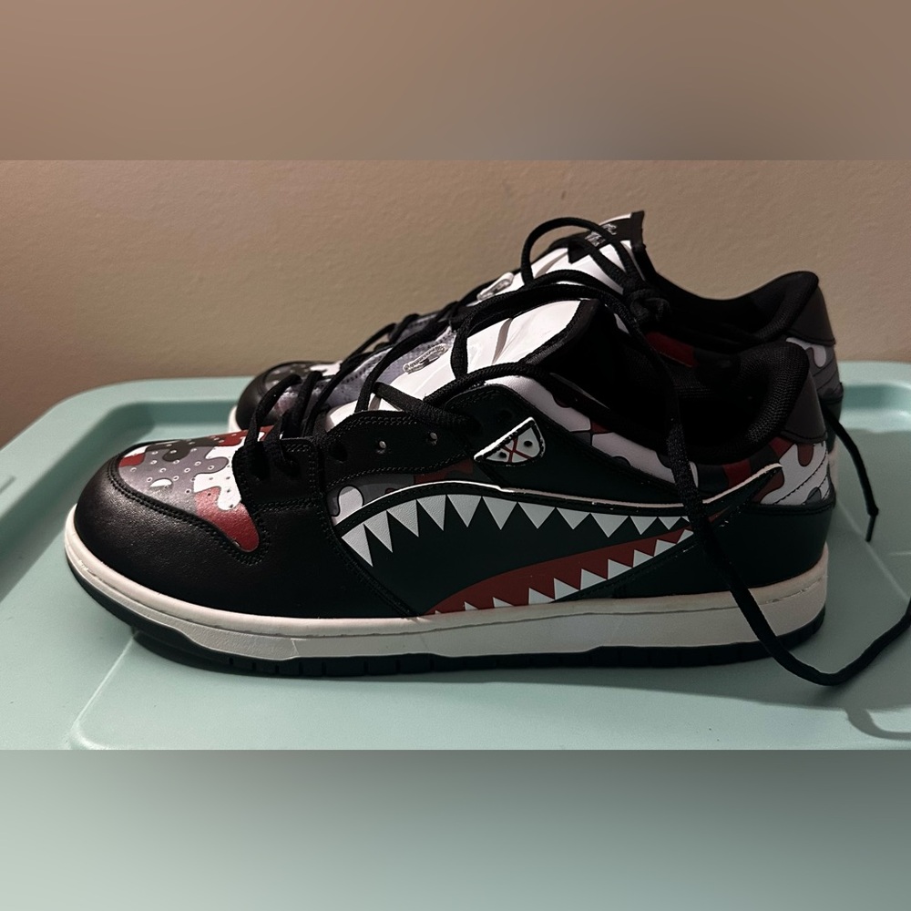 Good Vibes Shark With Puzzle Pieces Sneaker Size 12